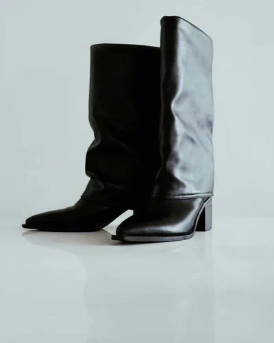 Brown leather ankle boots